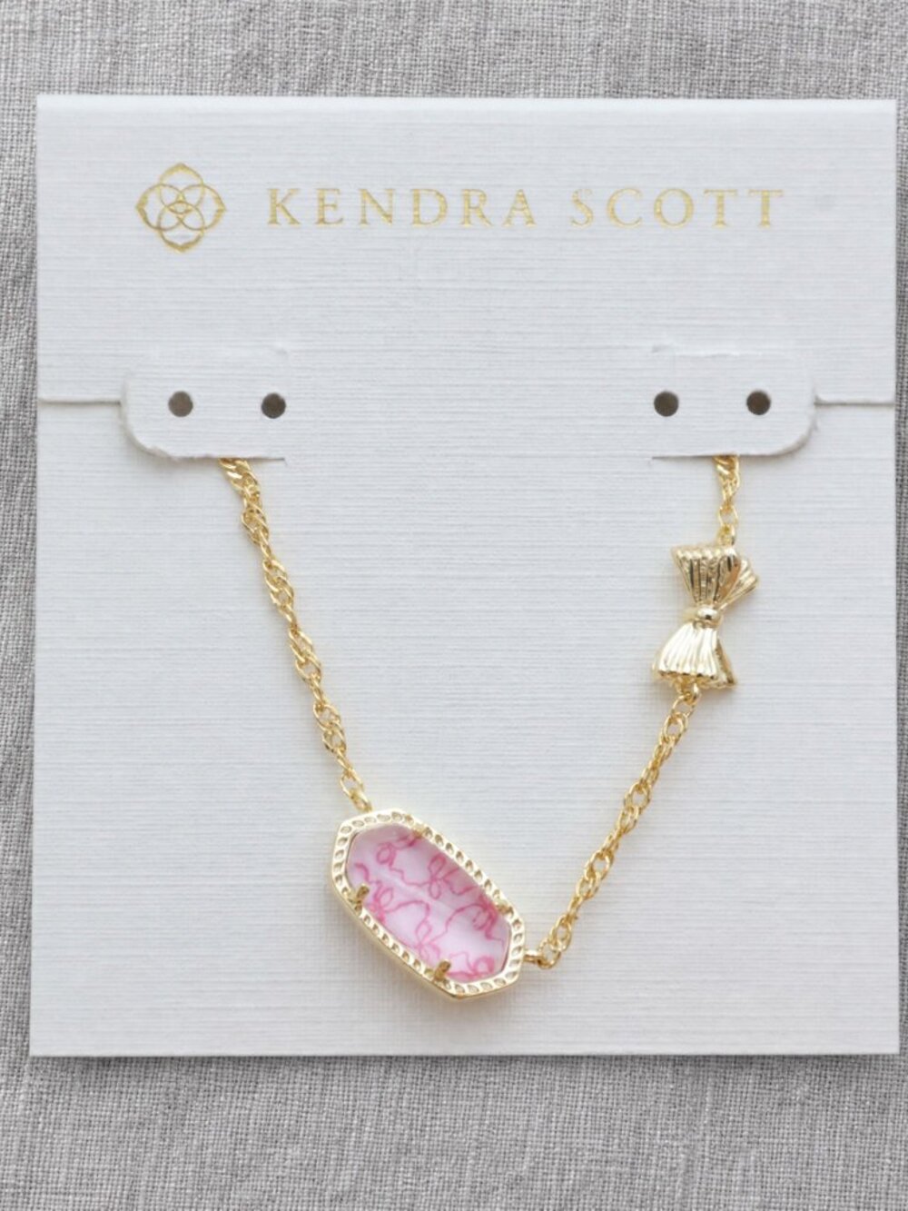 Kendra Scott  Elisa Bow Gold Necklace & Posey Pink Luna Ro